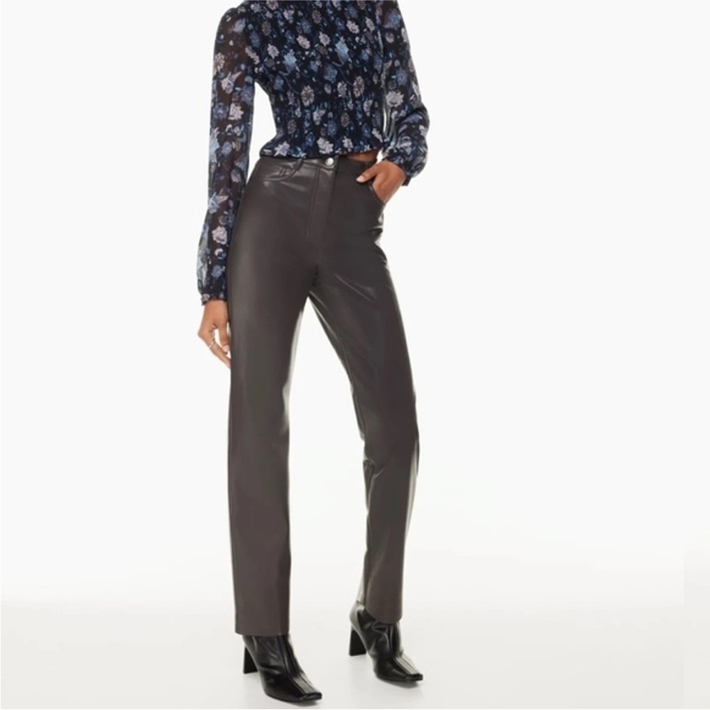 NWT Aritzia Wilfred Melina Vegan Leather Pant Elegant Charcoal Gray 16 sm flaw